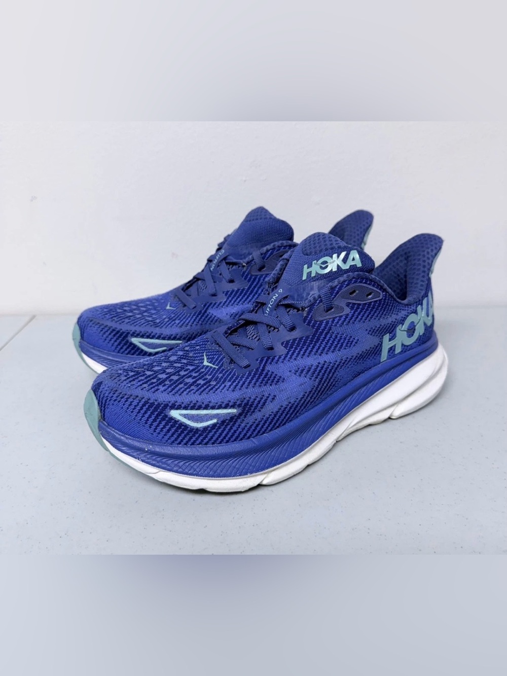 HOKA Clifton 9 Sneakers Shoes Running Training Walking Blue Women’s 7.5 B